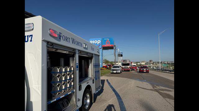 A Fort Worth Fire Department unit responds to a motel fire in White Settlement on Thursday March 26, 2026.